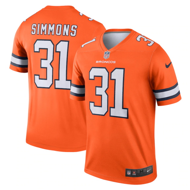 mens nike justin simmons orange denver broncos alternate legend jersey